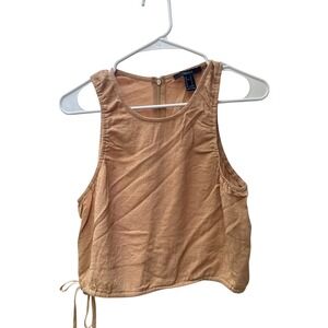 Forever 21 Tan Ruched Side Tie Crop Tank Top Y2K 90s Minimalist Boho